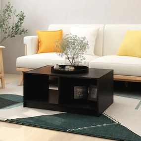 Tavolino Da Salotto Nero 75x50x33,5 Cm Legno Massello Di Pino /