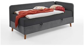 Letto singolo imbottito grigio scuro con contenitore con materasso incluso 90x200 cm Cabana – Meise Möbel