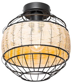 Plafoniera orientale nera con rattan 25 cm - Emir