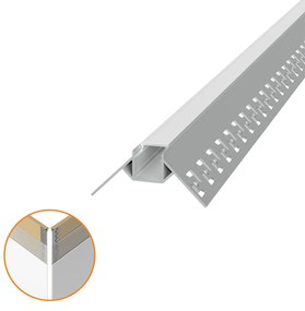 Profilo da Incasso per Cartongesso ad Angolo Esterno per strisce LED Variante Lunghezza 2 Metri