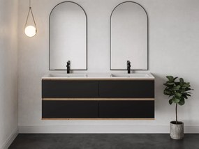 Mobile sotto lavabo sospeso 150 cm Naturale chiaro e Nero - SABURI