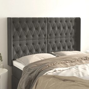 Testiera Ad Orecchio Grigioscuro 163x16x118/128cm İn Velluto /