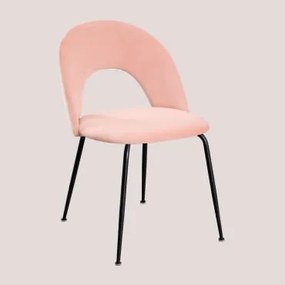 Confezione da 4 sedie da pranzo in velluto stile Glorys Rosa & Nero - Sklum