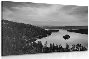 Quadro su tela – Lago al tramonto in bianco e nero