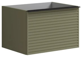 Mobile da bagno sotto lavabo Pixel stripes verde laccato opaco L 60 x H 40 x P 45.5 cm 2 cassetti, lavabo non incluso