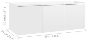 Mobile Porta TV Bianco Lucido 80x34x30 cm in Legno Multistrato