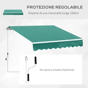 Tenda da Sole Avvolgibile a Parete 4x2.5m in Poliestere Verde Scuro...