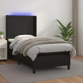 Giroletto A Molle Con Materasso E Led Nero 80x200 Cm Similpelle /