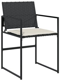 Set da pranzo da giardino 11 pz con cuscini in polyrattan nero