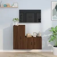 Set Mobili Porta TV 2 pz Rovere Marrone in Legno Multistrato 3188461