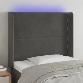 Testiera A Led Grigio Scuro 83x16x118/128 Cm İn Velluto /