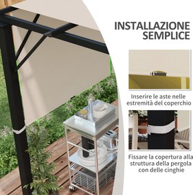 Copertura per Gazebo Pergola 3x3 m 488x122 cm  in PE Impermeabile Cachi...