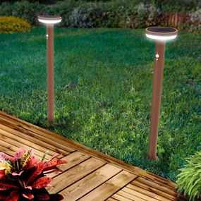 Paletto da giardino Solare Corten 80cm con Sensore Mov. e Picchetto Colore  Bianco Naturale 4.000K