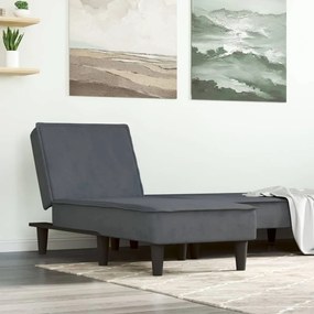 Chaise Longue İn Velluto Grigio Scuro /
