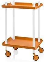 Carrello ausiliario LEKY, struttura bianca, 2 ripiani, colore arancione