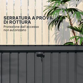 Baule Cassapanca da Esterno 124x66x72 cm da 400L in Acciaio Zincato con Serratura e 2 Chiavi Grigio Scuro...