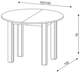 Tavolo da pranzo allungabile WILY rovere artisan/nero