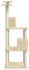 Albero per gatti con tiragraffi in sisal crema 141 cm