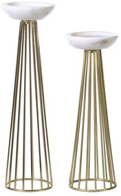 Set di 2 portacandele metallo oro e bianco PORONG Beliani