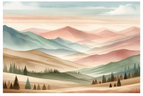 Quadro su tela – Paesaggio pastello con montagne