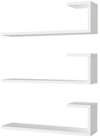 SET 3x Mensola da parete EMILY 18x60 cm bianca