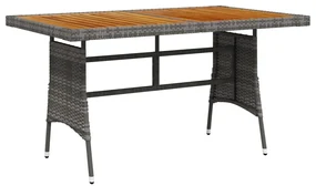 Tavolo giardino grigio 130x70x72cm polyrattan e massello acacia