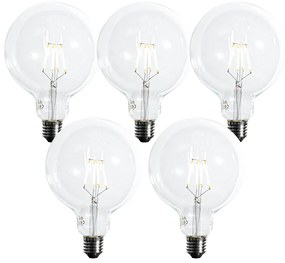 Set di 5 Lampadina LED E27 dimmerabile a spirale filamento G125 5W 450lm 2700K