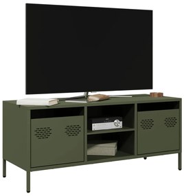 Mobile Tv Verde Oliva 101,5x39x43,5cm Acciaio Laminato A Freddo /
