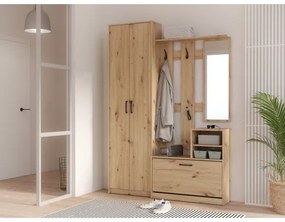 Mobile per ingresso con specchio KAVI, finitura rovere Artisan