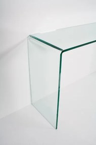 Tavolino consolle in vetro curvato trasparente SMALLE L.120 P.40 H.80