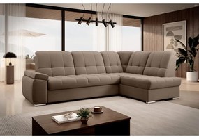 Divano angolare marrone allungabile/con contenitore (con penisola a destra/a L) e rivestimento in velluto Sado – ELTAP