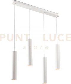 Lampadario a sospensione fluke tonda bianca 4 luci attacco gu10 68x...