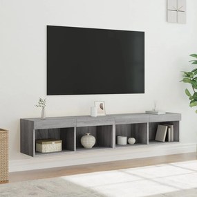 Mobili Porta TV con Luci LED 2 pz Grigio Sonoma 80x30x30 cm