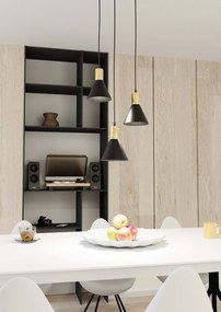Lampada a sospensione in acciaio ROSA 3 nero/bianco e oro 3xE14