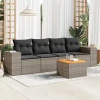 Set Divano da Giardino 5 pz con Cuscini Grigio in Polyrattan 3225325