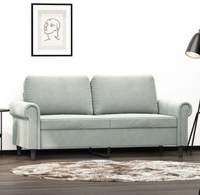 Divano A 2 Posti Grigio Chiaro 140 Cm İn Velluto /