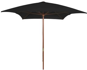 Ombrellone Da Giardino Con Palo İn Legno Nero 200x300 Cm /