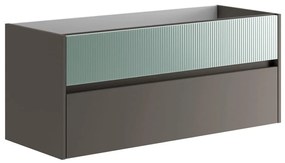 Mobile da bagno sospeso sotto lavabo L 119.5 x H 50 x P 45.5 cm verde opaco, 2 cassetti Niwa