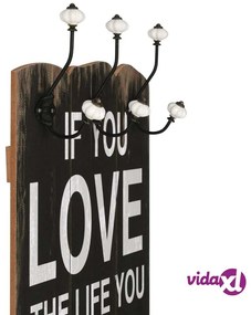 vidaXL Appendiabiti da Parete con 6 Ganci LOVE LIVE 120x40 cm