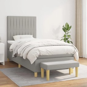 Giroletto A Molle Con Materasso Grigio Chiaro100x200 Cm Tessuto /