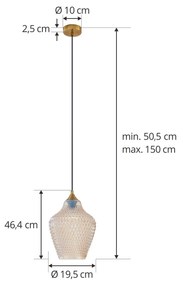 Lindby lampada a sospensione Drakar, a 1 luce, ambra, Ø 22 cm