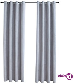 vidaXL Tende Oscuranti con Anelli in Metallo 2 pz Grigie 140x225 cm