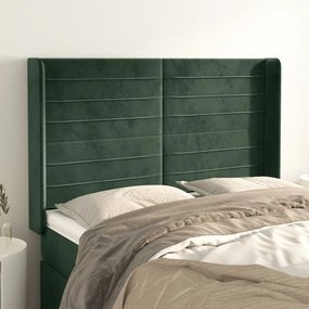Testiera Ad Orecchio Verde Scuro 147x23x118/128cm İn Velluto /