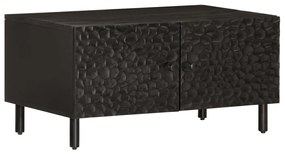 Tavolino Da Salotto Nero 80x50x40 Cm İn Legno Massello Di Mango /