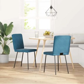 Sedie Da Pranzo 2 Pz Blu İn Velluto /