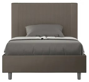 Letto una piazza e mezza con rete imbottito 120x200 similpelle cappuccino Goya