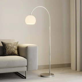 Lampada ad arco Lindby Cynthia, colore nichel, vetro, 140 cm, E27
