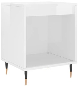 Comodini 2pz Bianco Lucido 40x35x50 cm in Legno Multistrato