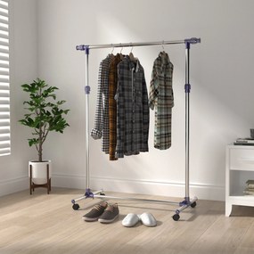 Stender Appendiabiti Larghezza e altezza regolabili con Ruote in Acciaio Inox 160x170 cm...