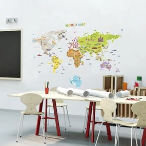 Adesivo per bambini per muro 120x150 cm Giant World Map – Ambiance